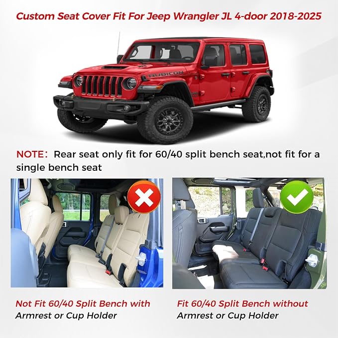 Seat Covers for Jeep Wrangler — Full Set — Red