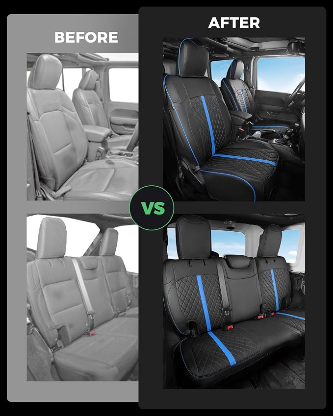 Seat Covers for Jeep Wrangler — Full Set — Black / Blue