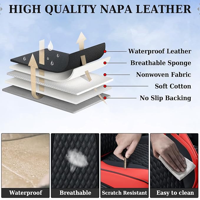 Faux Leather Seat Covers for Chevrolet Silverado / GMC Sierra — Full Set — Red