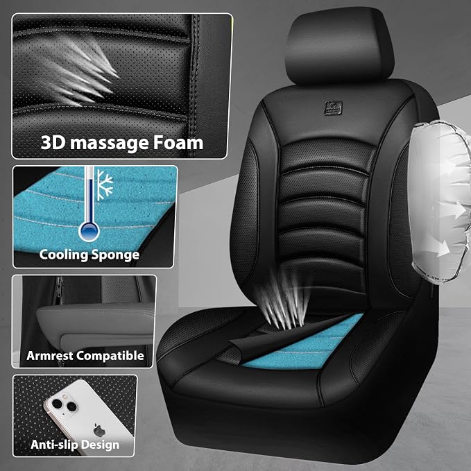 Universal Faux Leather Seat Covers — Front Seat — Black