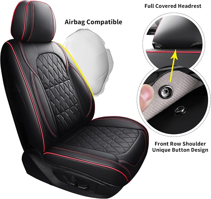 Universal Seat Covers — Full Set — Black / Red