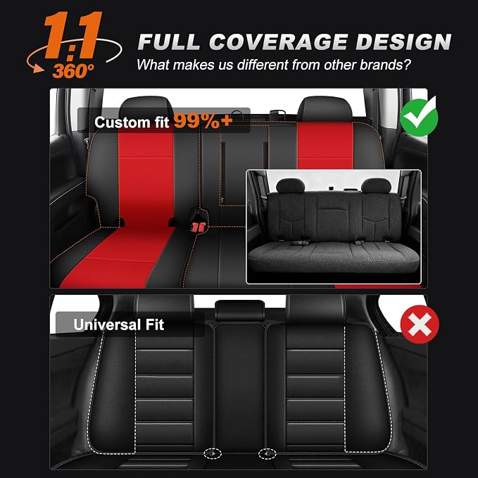 Faux Leather Seat Covers for Chevrolet Silverado / GMC Sierra — Full Set — Black / Red