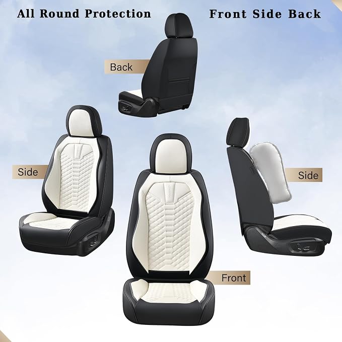 Universal Seat Covers — Full Set — Black / White