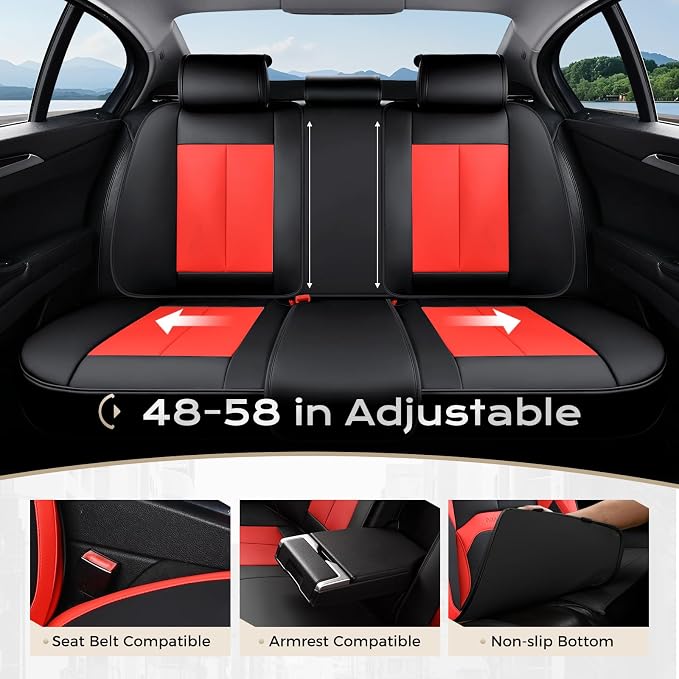 Universal Seat Covers — Full Set — Black / Red