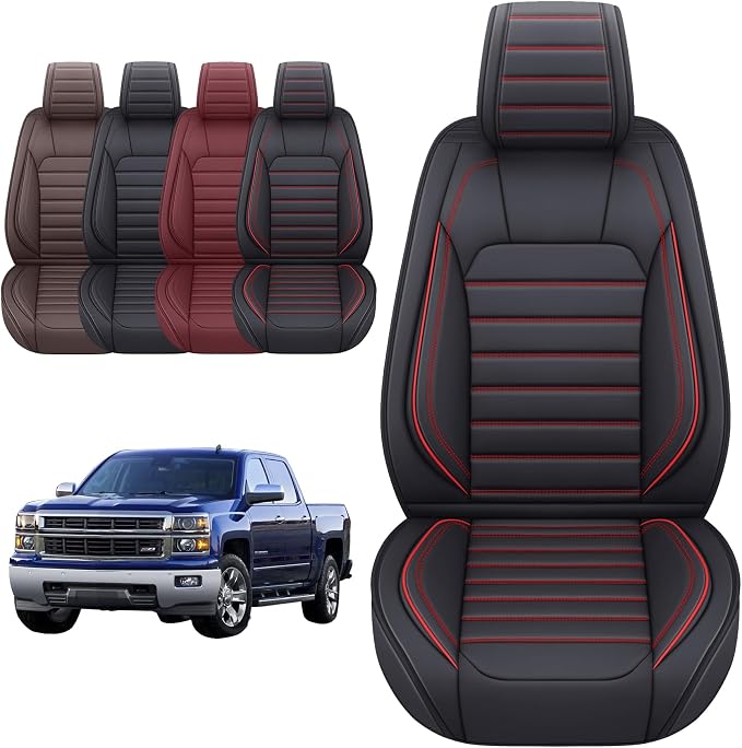 Seat Covers for Chevrolet Silverado / GMC Sierra — Front Seat — Black / Red