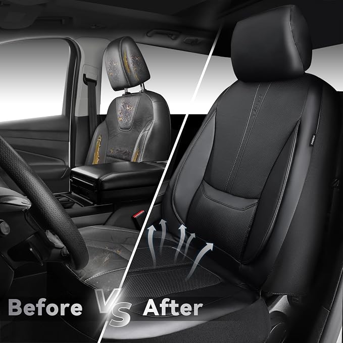 Universal Faux Leather Seat Covers — Front Seat — Black