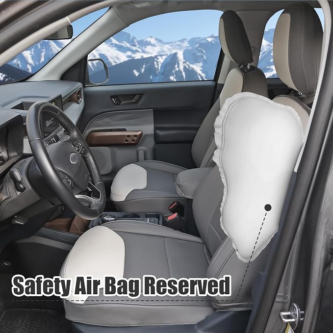 Faux Leather Seat Covers for Ford Maverick — Gray / White