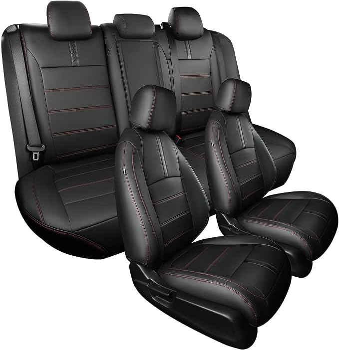 Faux Leather Seat Covers for Honda Civic — Full Set — Black / Red
