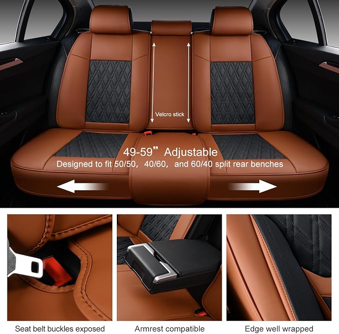Universal Seat Covers — Full Set — Brown / Black