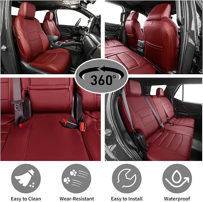 Faux Leather Seat Covers for Toyota 4Runner — Full Set — Burgundy