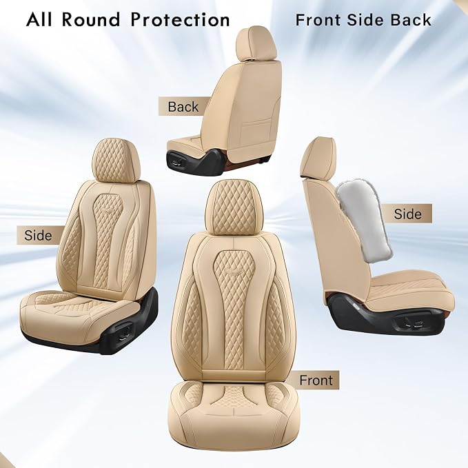 Universal Faux Leather Seat Covers — Front Seat — Beige