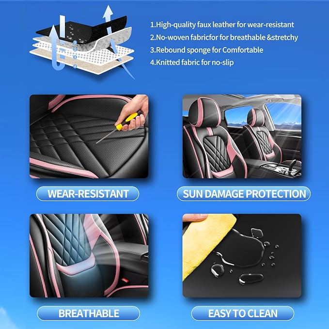 Seat Covers for Nissan Versa — Full Set — Pink