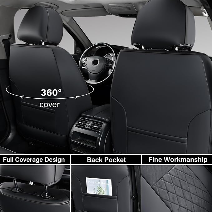 Faux Leather Seat Covers for Toyota Tacoma — Full Set — Black