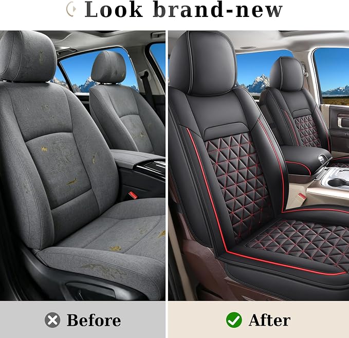 Seat Covers for Multiple Vehicles — Full Set — Black / Red