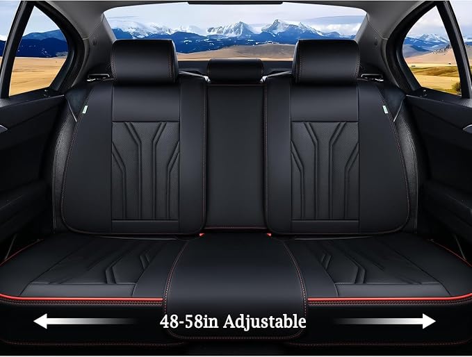 Universal Seat Covers — Full Set — Black / Red