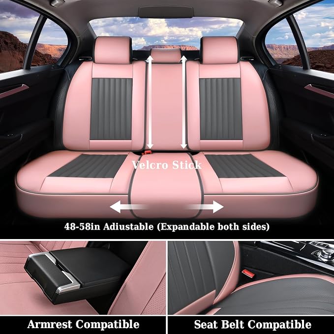 Universal Seat Covers — Full Set — Pink / Gray