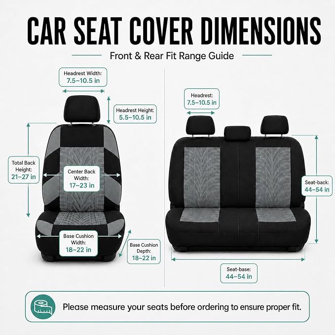 Universal Seat Covers — Full Set — Gray