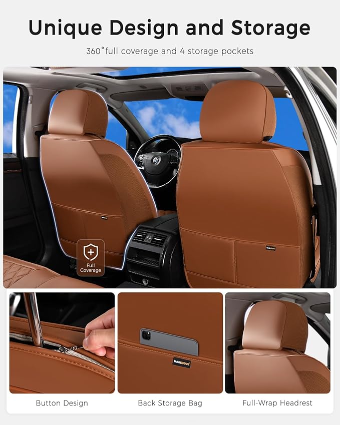 Universal Seat Covers — Full Set — Brown