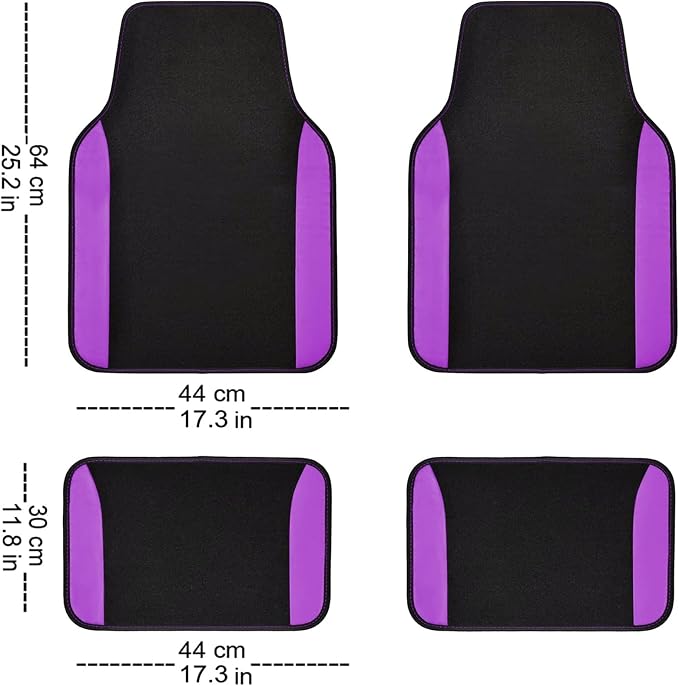 Fabric Car Seat Covers — Full Set — Black / Purple