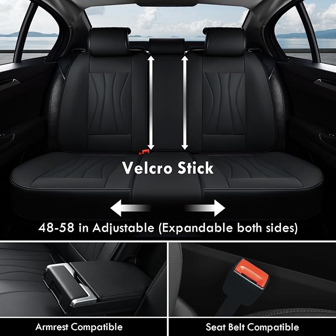Universal Faux Leather Seat Covers — Full Set — Black