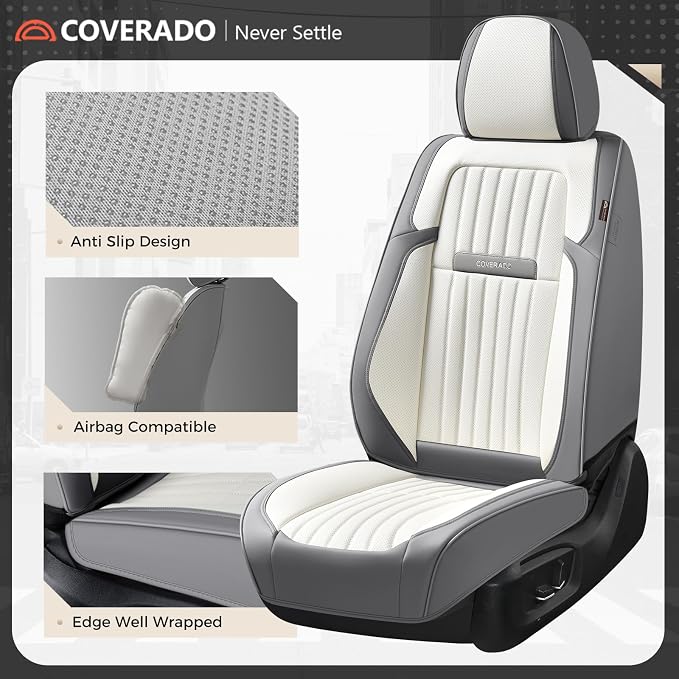 Universal Seat Covers — Front Seat — Gray / White
