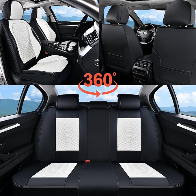 Universal Seat Covers — Full Set — Black / White