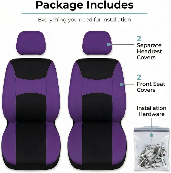 Universal Fabric Seat Covers — Front Seat — Purple