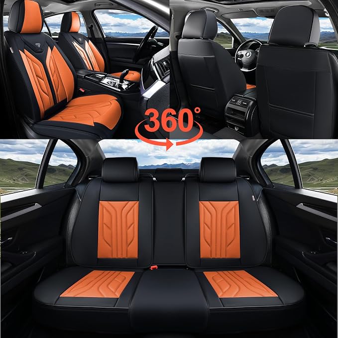 Universal Seat Covers — Front Seat — Black / Orange