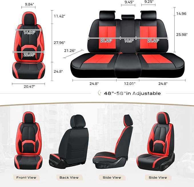 Universal Seat Covers — Full Set — Black / Red