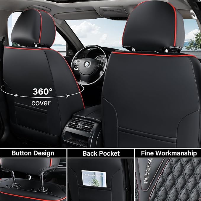 Universal Seat Covers — Front Seat — Black / Red