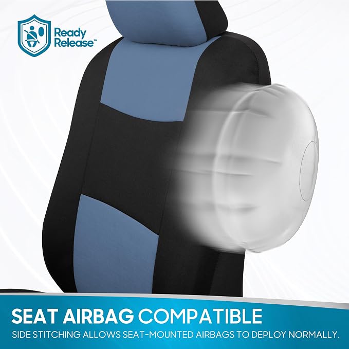 Car Seat Covers — Full Set — Blue / Gray / Black