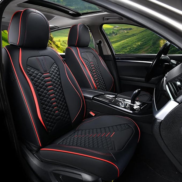 Universal Seat Covers — Full Set — Black / Red