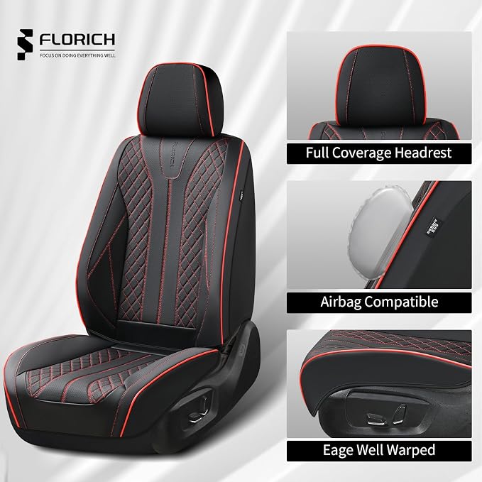 Universal Seat Covers — Full Set — Black / Red