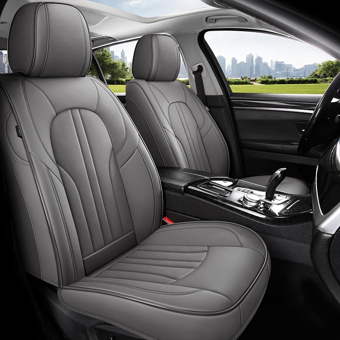 Universal Faux Leather Seat Covers — Full Set — Gray