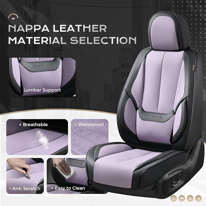 Universal Seat Covers — Full Set — Black / Purple