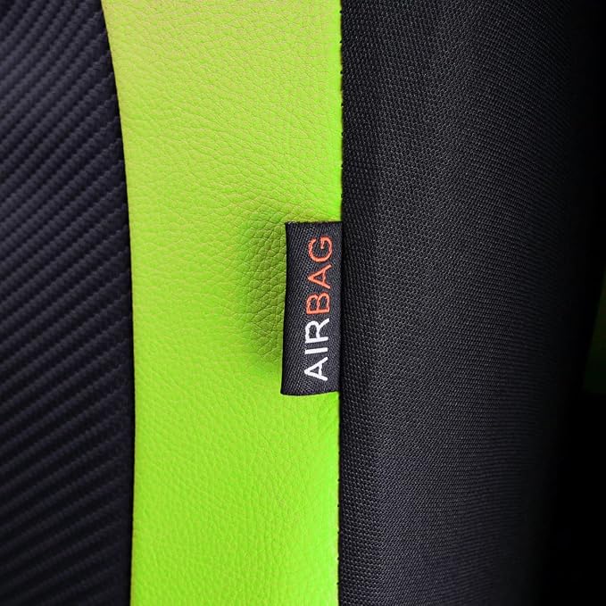 Faux Leather Car Seat Covers — Front Seat — Green / Black