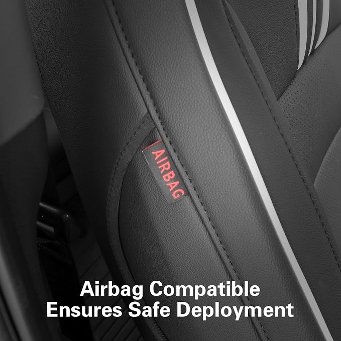 Faux Leather Seat Covers for Chevrolet Silverado — Full Set — Black / White
