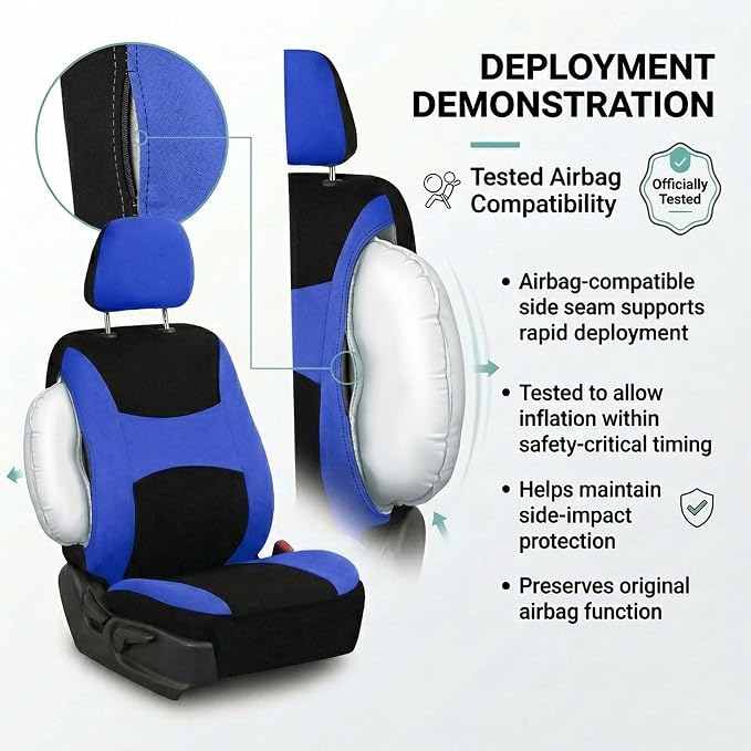 Universal Fabric Seat Covers — Blue / Black