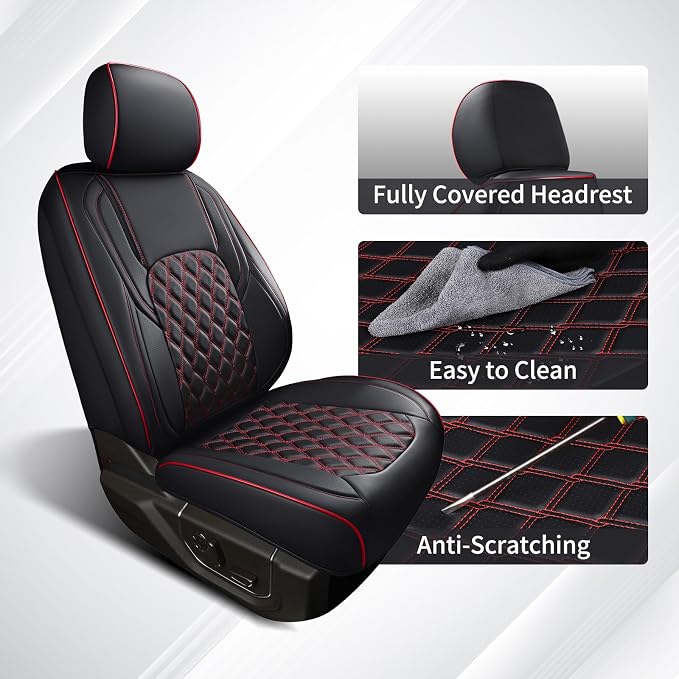 Seat Covers for Jeep Wrangler — Full Set — Black / Red