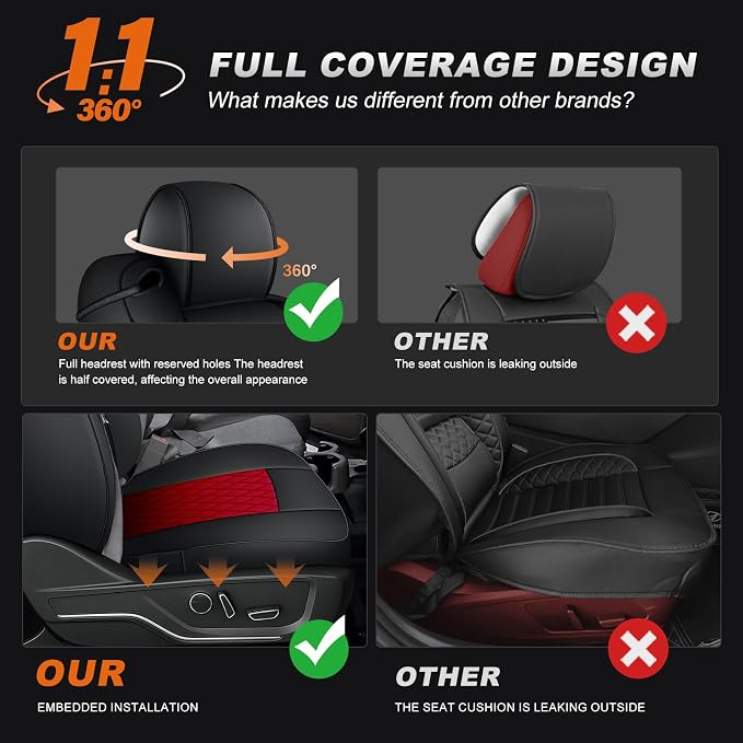 Seat Covers for Chevrolet Silverado / GMC Sierra — Full Set — Black / Red