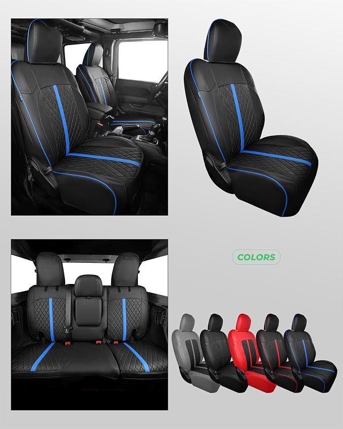 Seat Covers for Jeep Wrangler — Full Set — Black / Blue
