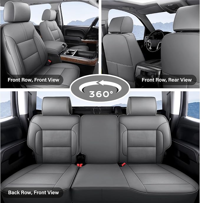 Faux Leather Seat Covers for Chevrolet Silverado / GMC Sierra — Full Set — Gray