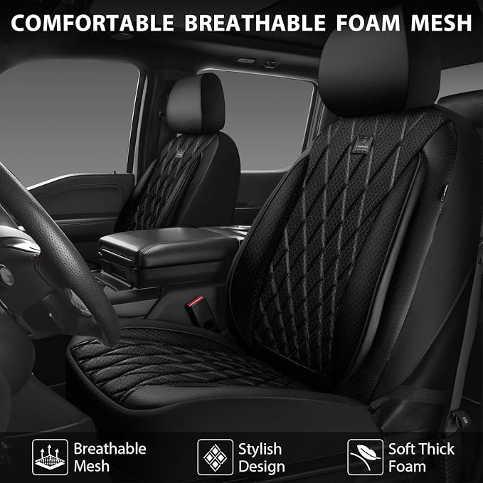 Universal Faux Leather Seat Covers — Full Set — Black