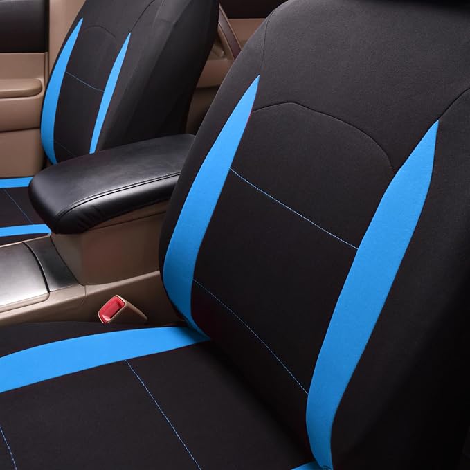 Fabric Car Seat Covers — Full Set — Black / Blue