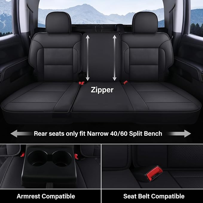 Faux Leather Seat Covers for Chevrolet Silverado / GMC Sierra — Full Set — Black
