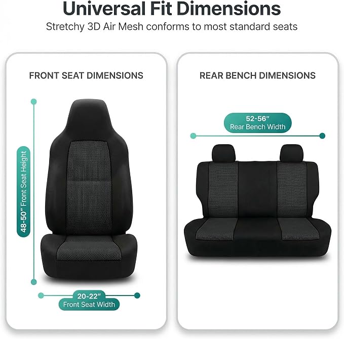 Universal Fabric Seat Covers — Full Set — Black
