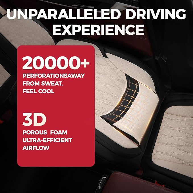 Universal Faux Leather Seat Covers — Full Set — Black / Beige