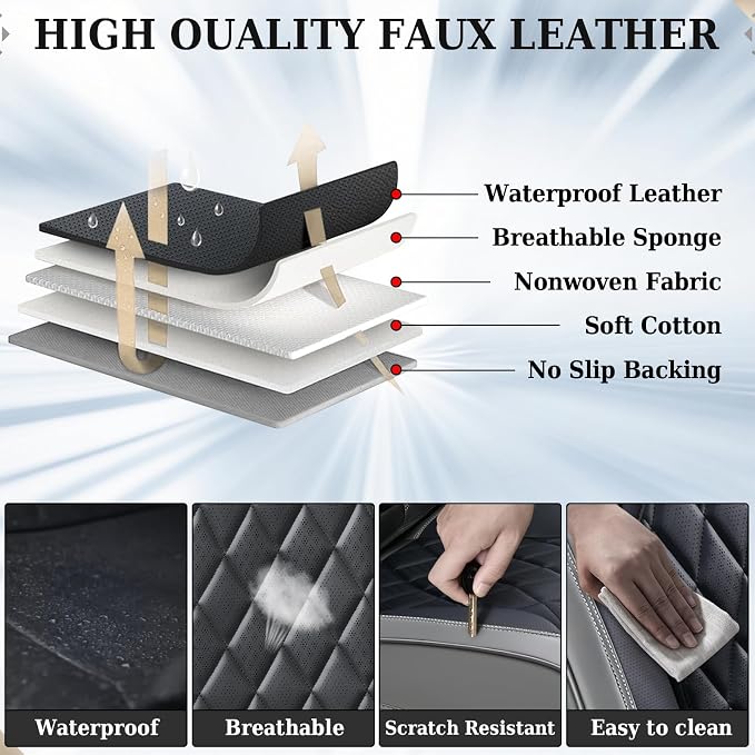 Universal Faux Leather Seat Covers — Full Set — Gray / Black