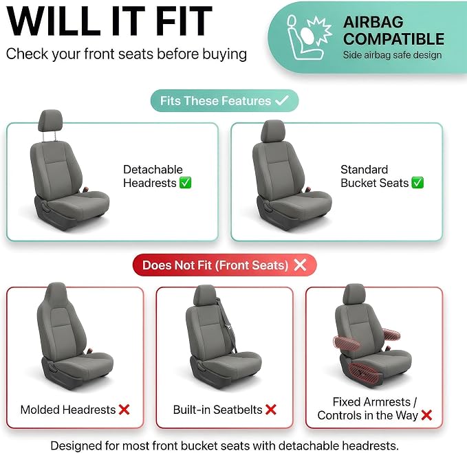 Universal Seat Covers — Front Seat — Black