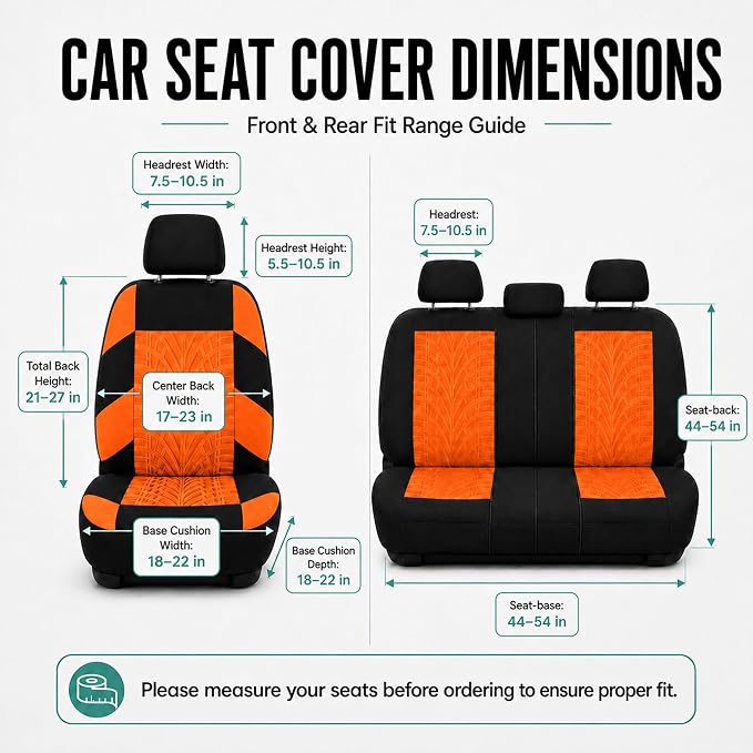Universal Seat Covers — Full Set — Orange